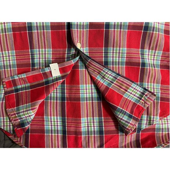 Ralph Lauren Blake Cotton Shirt  M Long Sleeve Button Up Red Multi Color Plaid - Picture 8 of 9